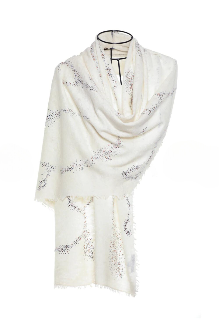 Earth Crystal Cashmere Silk Shawl - Ivory