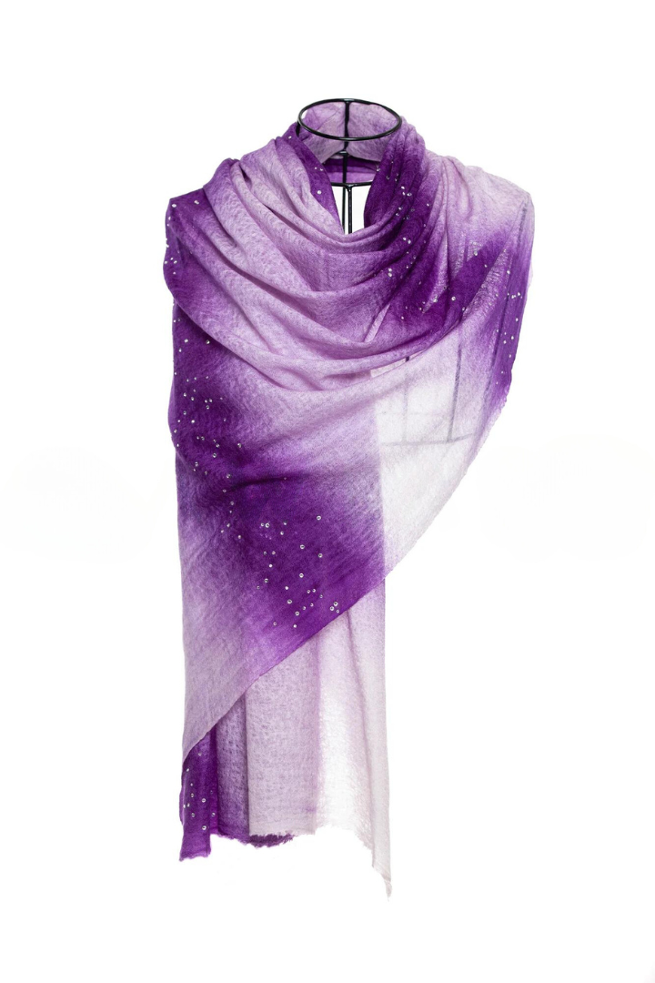 Baby Cashmere Sprayed Crystal Shawl - Purple