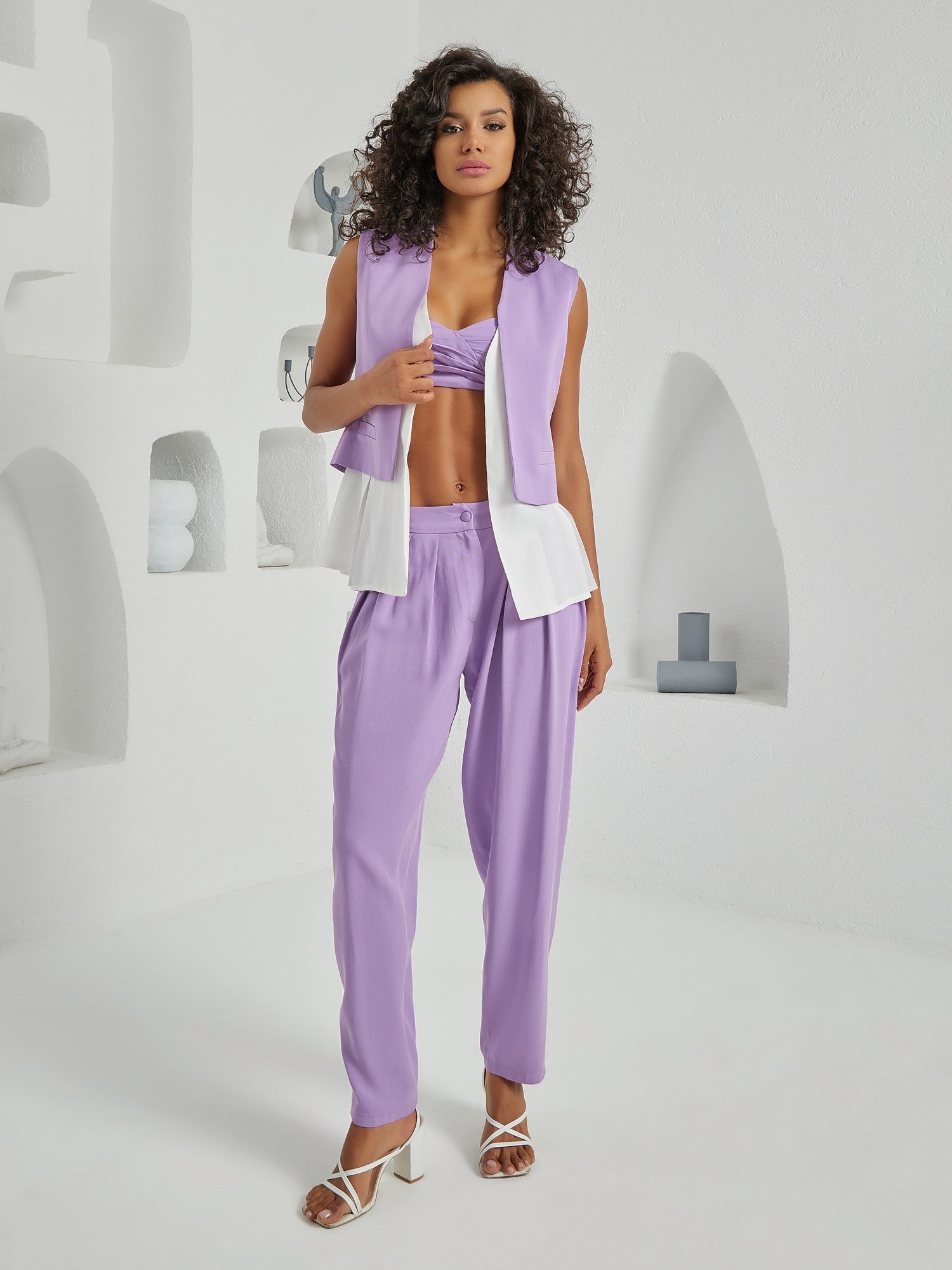 Flow Three Piece Suit Ensemble - Lilac & White