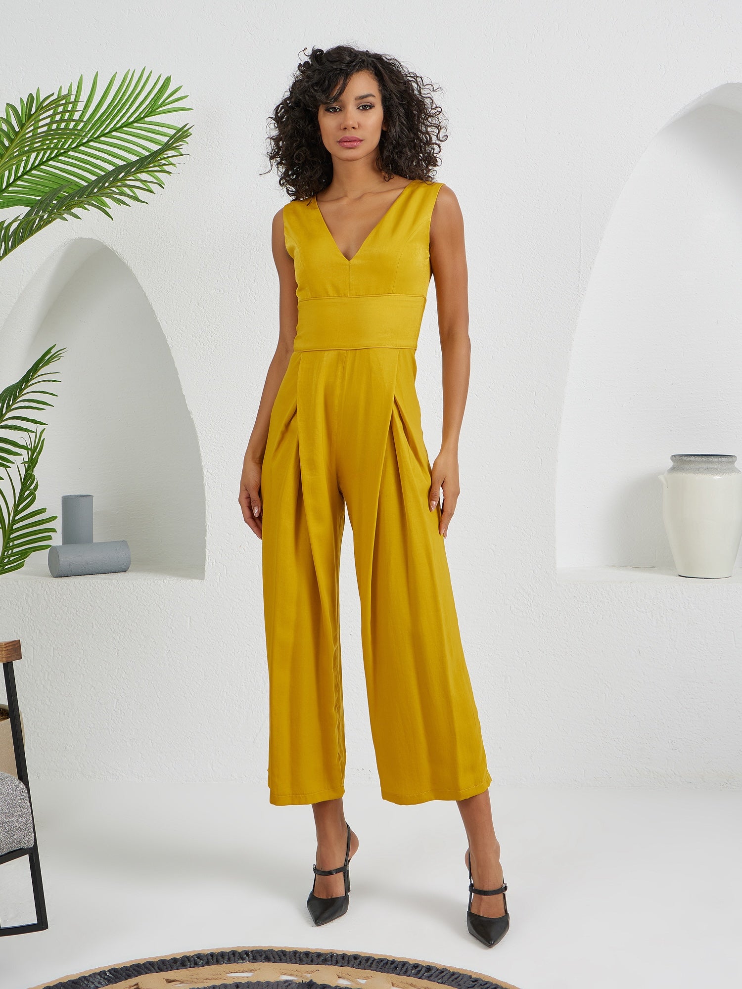 The Arrow Jumpsuit - Gold Mustard