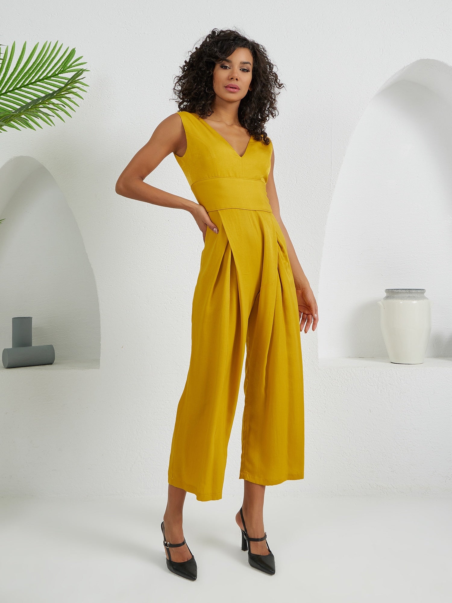 The Arrow Jumpsuit - Gold Mustard