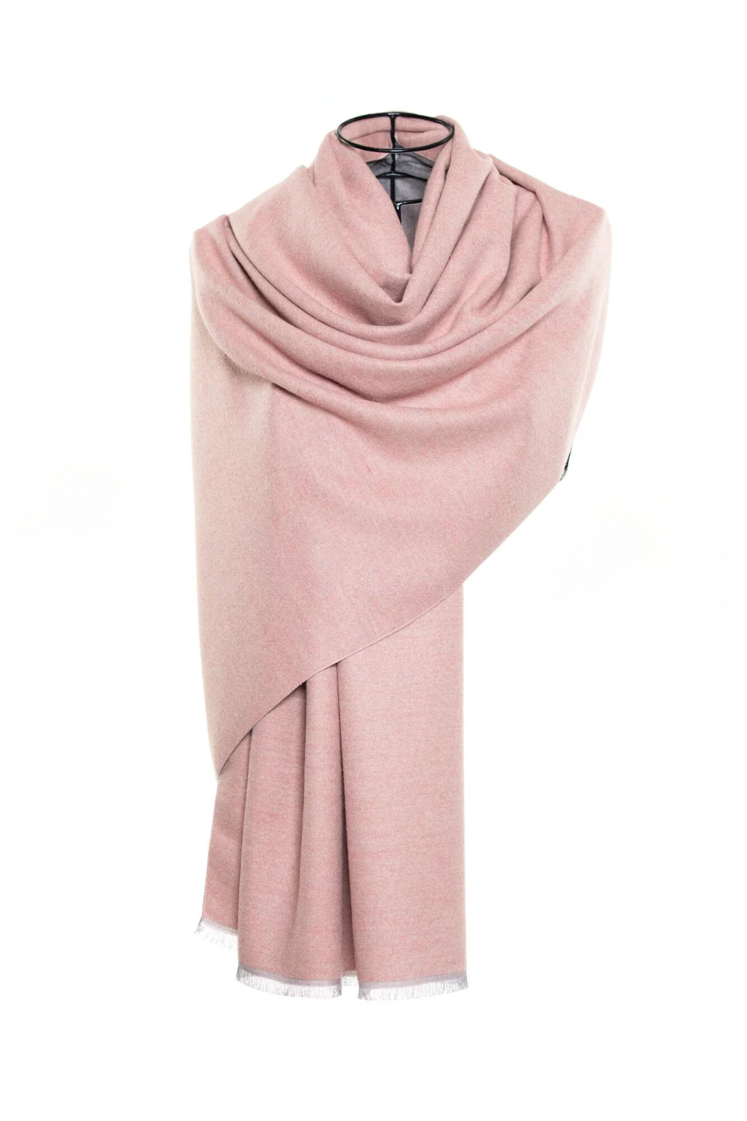 Reversible Mo-shmere Color Block Shawl - Light Pink Gray