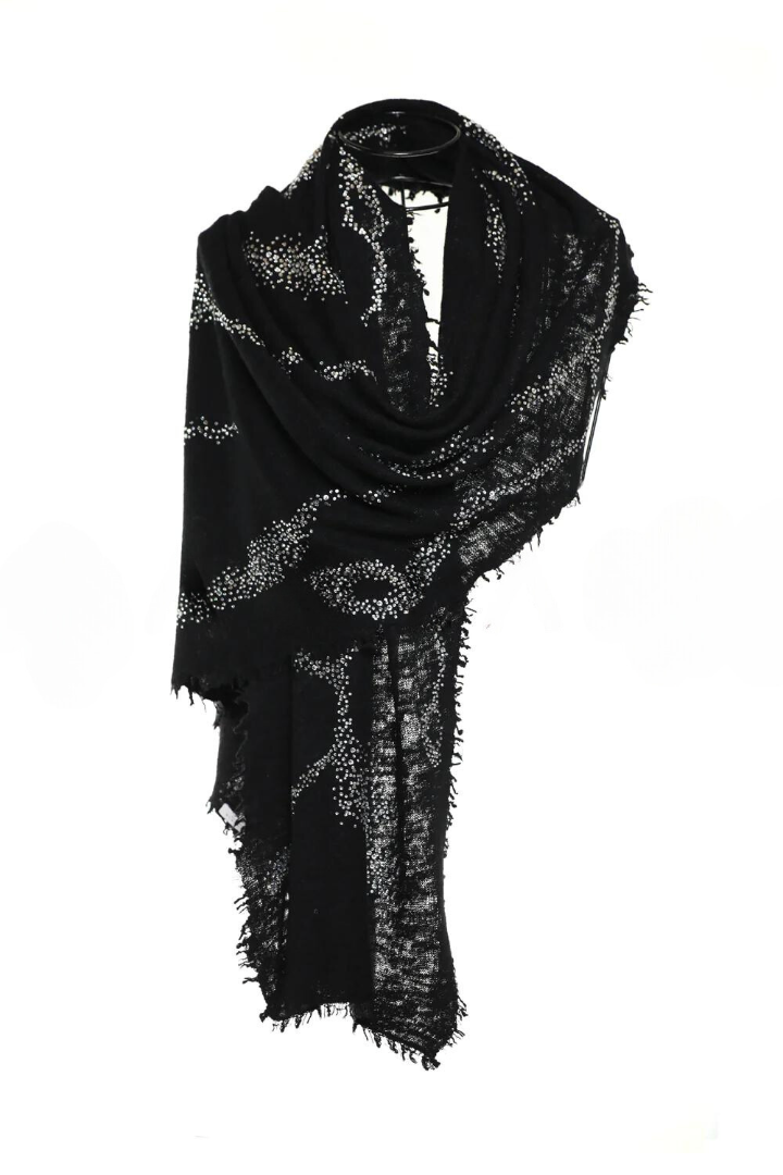 Earth Crystal Cashmere Silk Shawl - Black