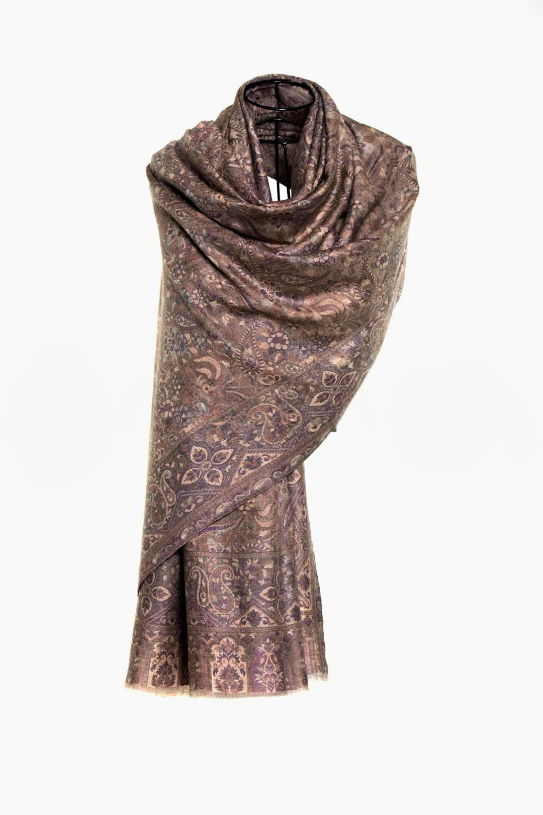 Tribal Paisley Cashmere Pashmina Shawl - Powder Purple