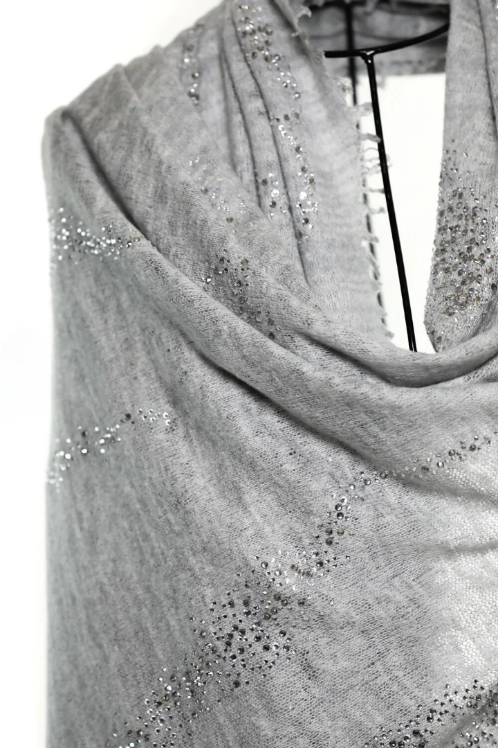 Earth Crystal Cashmere Silk Shawl - Light Gray