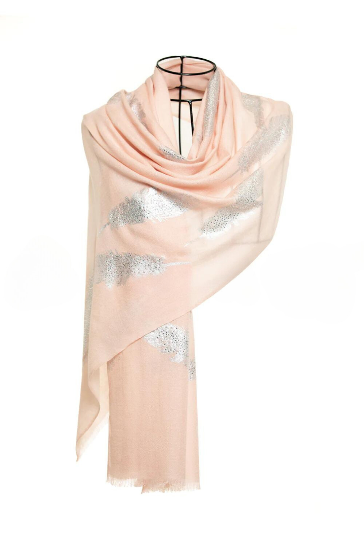 Angel Feathers Crystal Feathers Shawl Stole - Blush