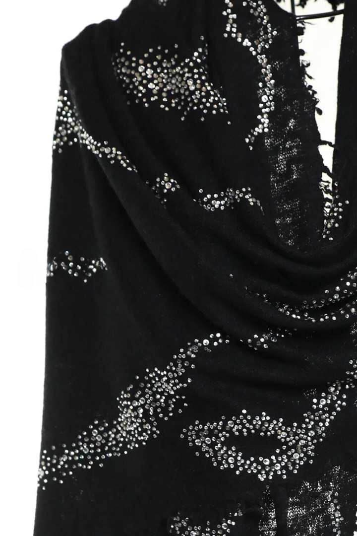 Earth Crystal Cashmere Silk Shawl - Black