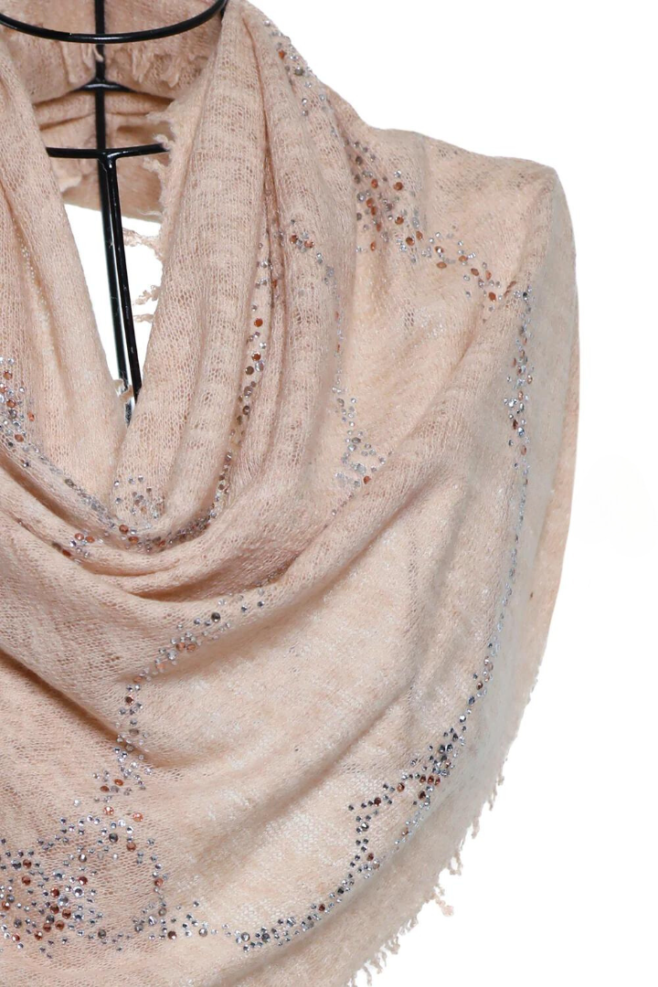 Earth Crystal Cashmere Silk Shawl - Biscuit