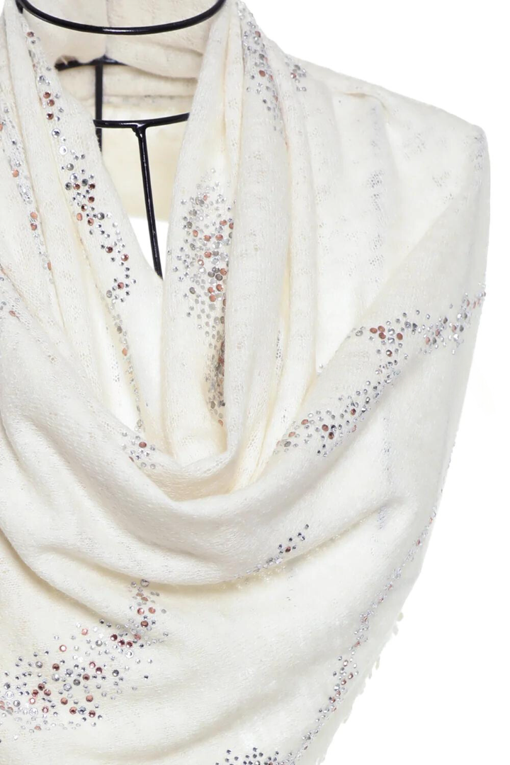 Earth Crystal Cashmere Silk Shawl - Ivory