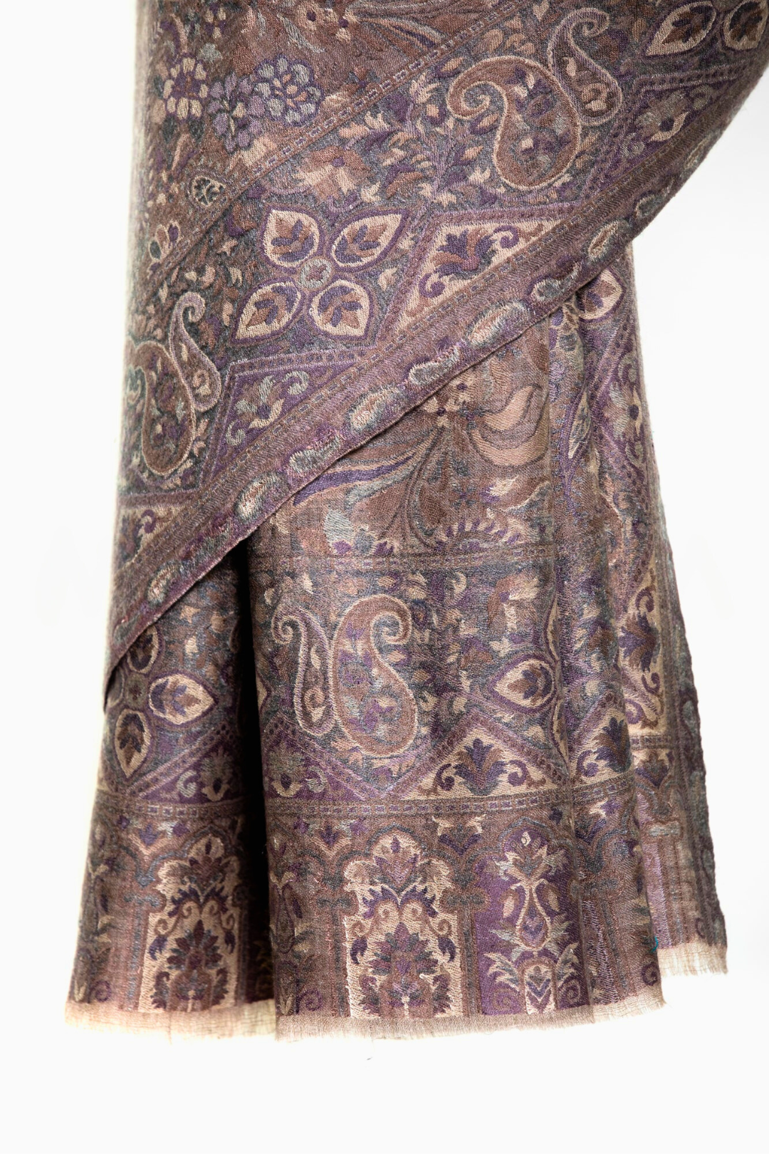 Tribal Paisley Cashmere Pashmina Shawl - Powder Purple