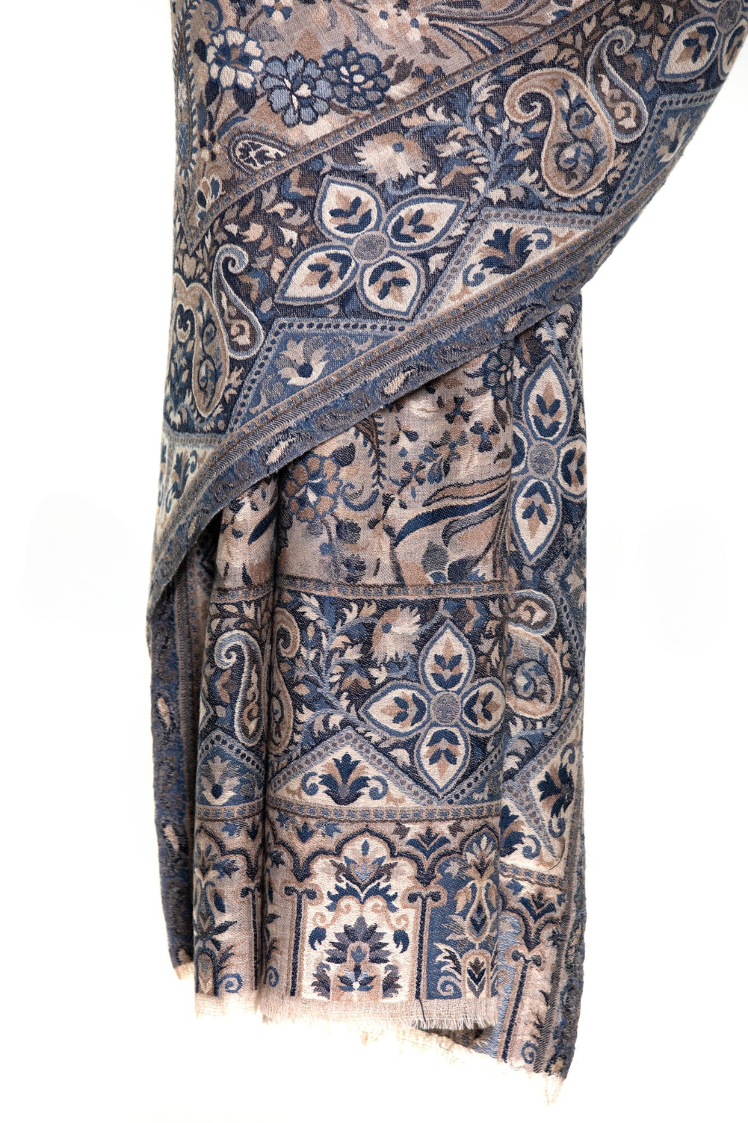 Tribal Paisley Cashmere Pashmina Shawl - Blue