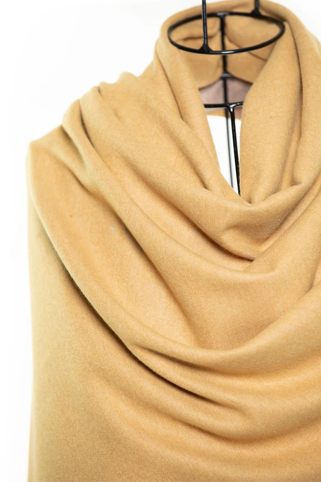 Reversible Mo-shmere Color Block Shawl - Mustard Sepia