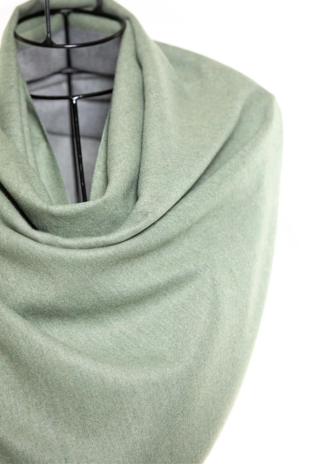 Reversible Mo-shmere Color Block Shawl - Green Gray