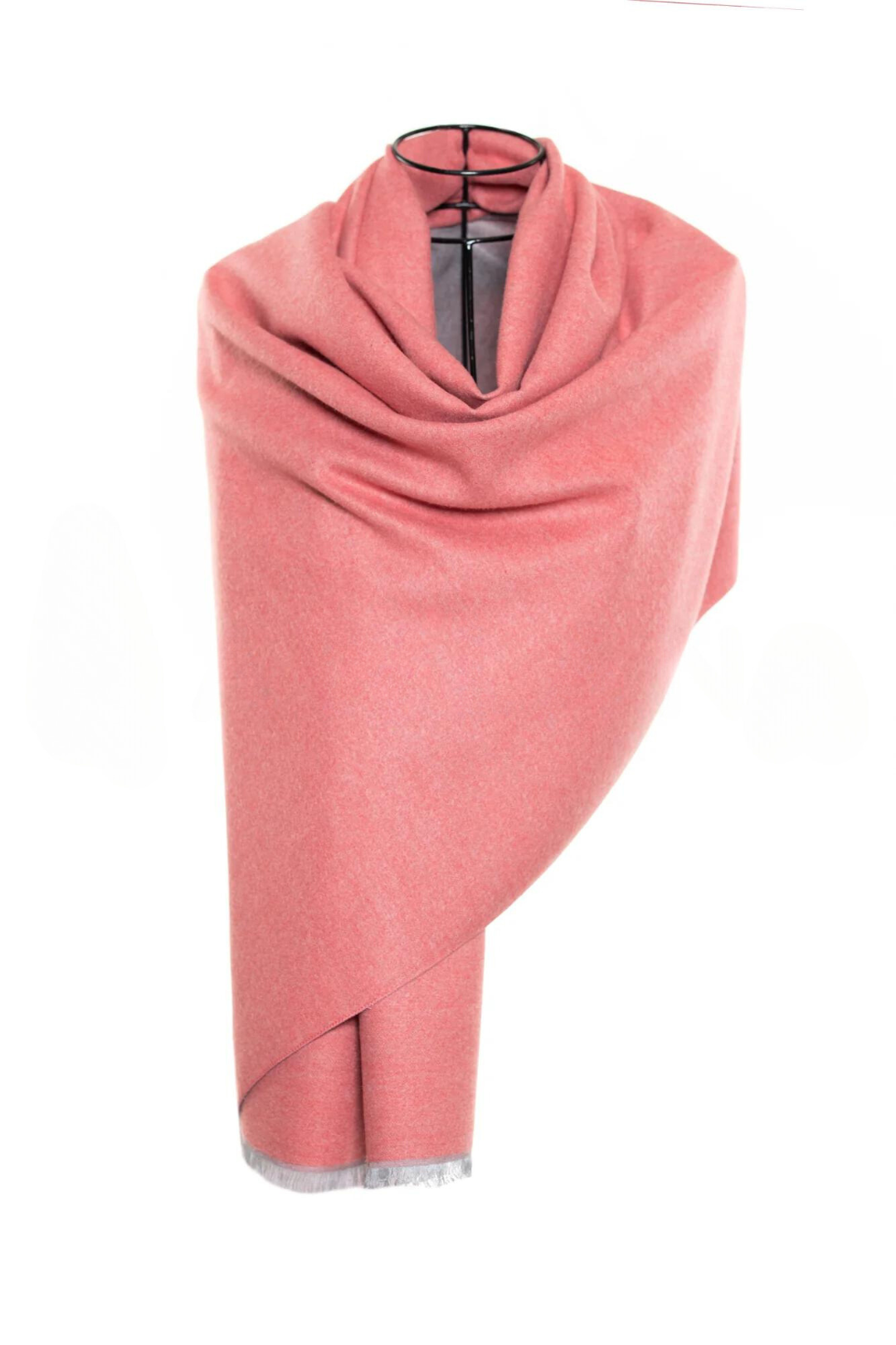 Reversible Mo-shmere Color Block Shawl - Salmon Gray