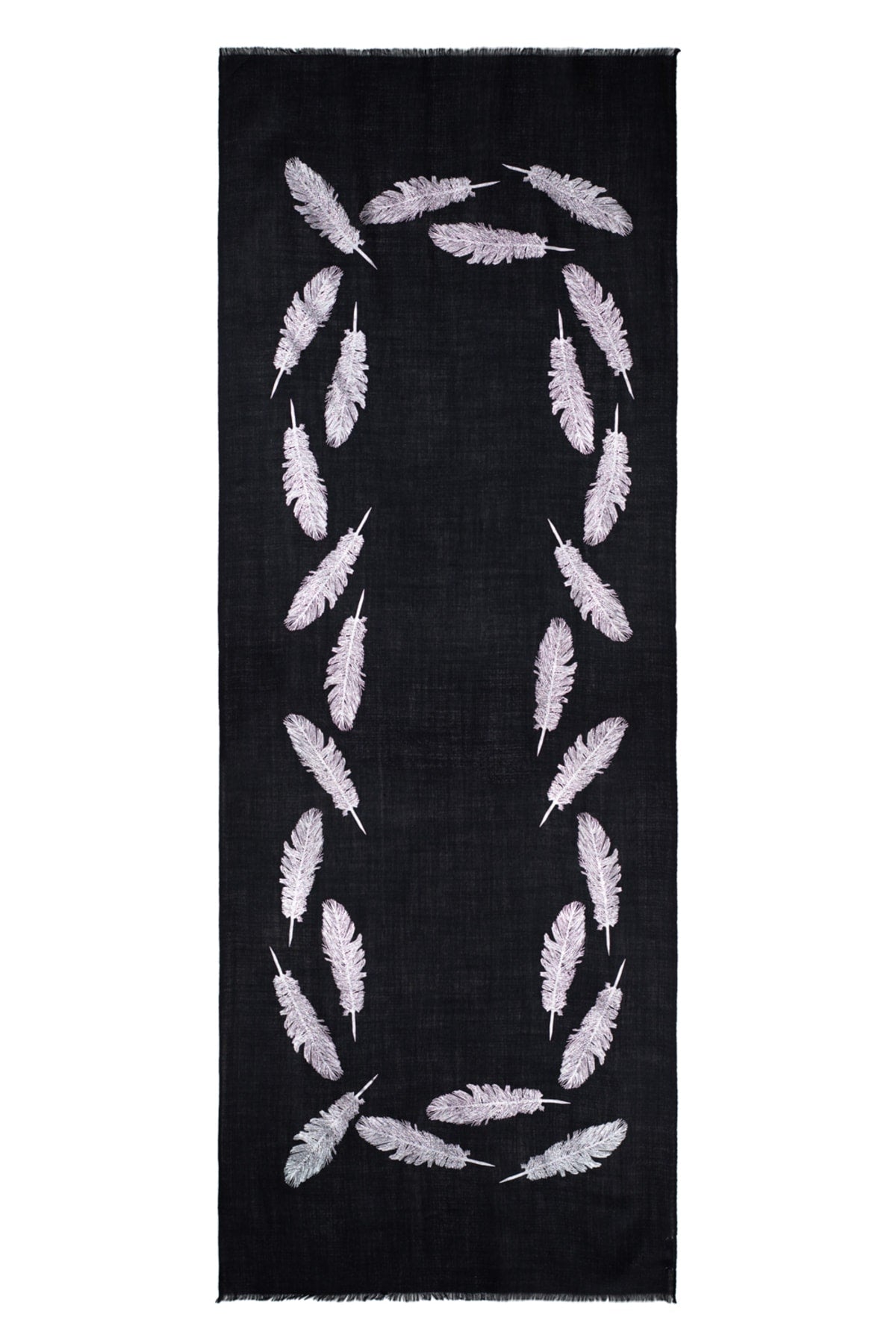 Angel Feathers Crystal Feathers Shawl Stole - Black Silver