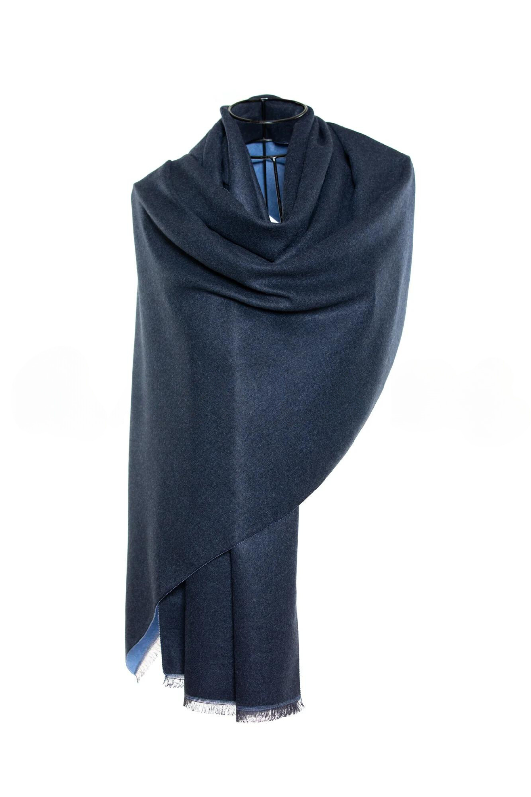 Reversible Mo-shmere Color Block Shawl - Navy Blue