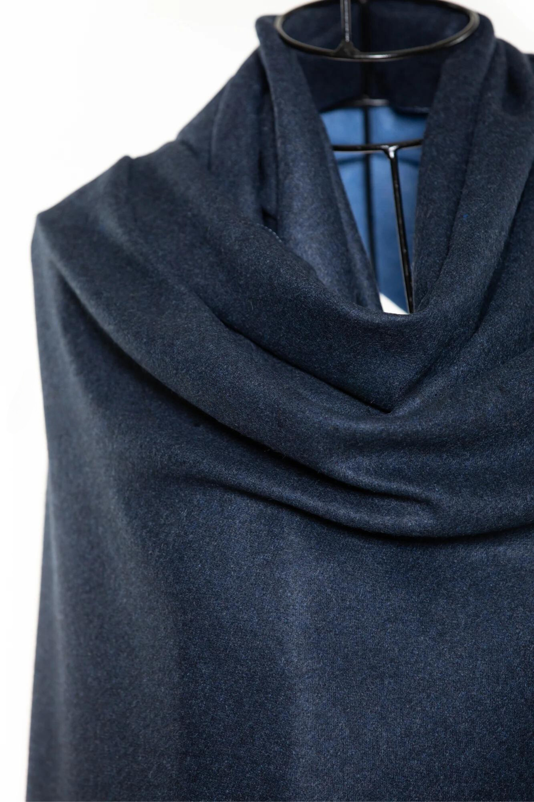 Reversible Mo-shmere Color Block Shawl - Navy Blue