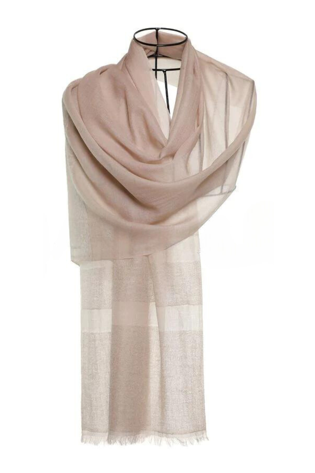 Light Cashmere & Moher Wool Subtle Lines Stole - Beige