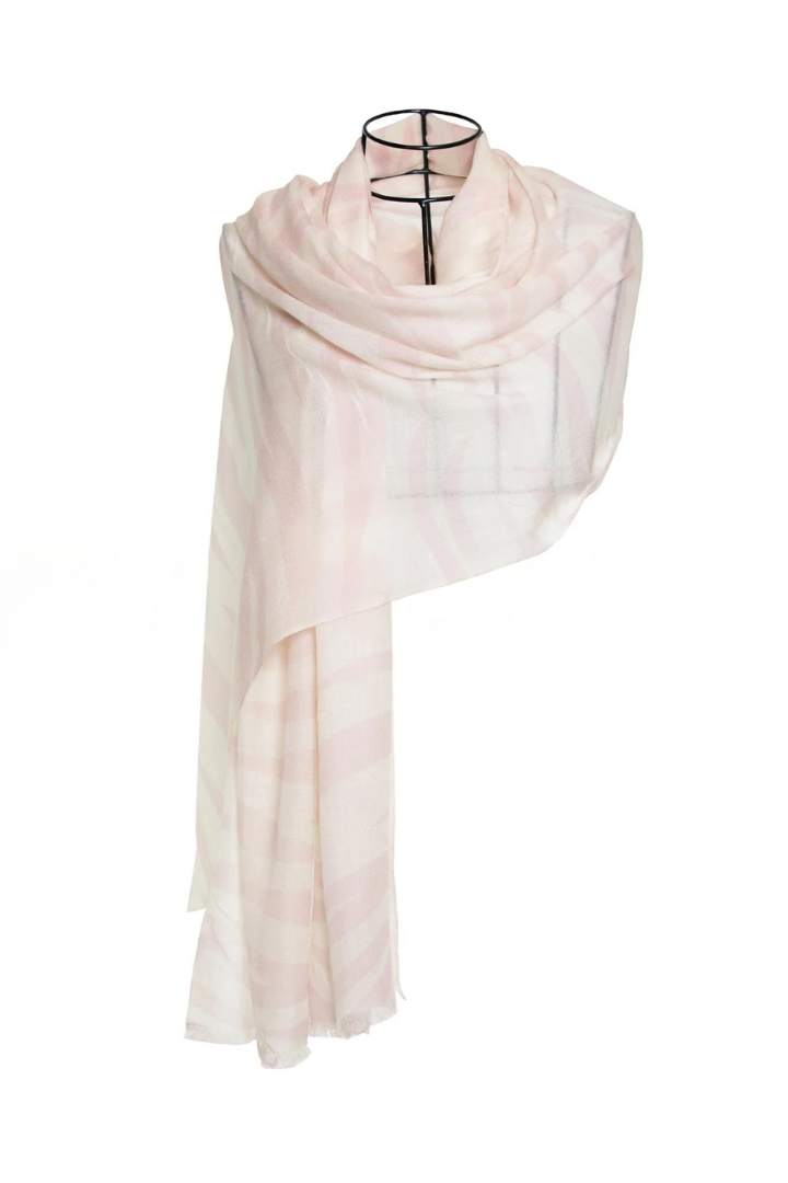 Zebra Design Baby Cashmere Shawl - Ivory Pink