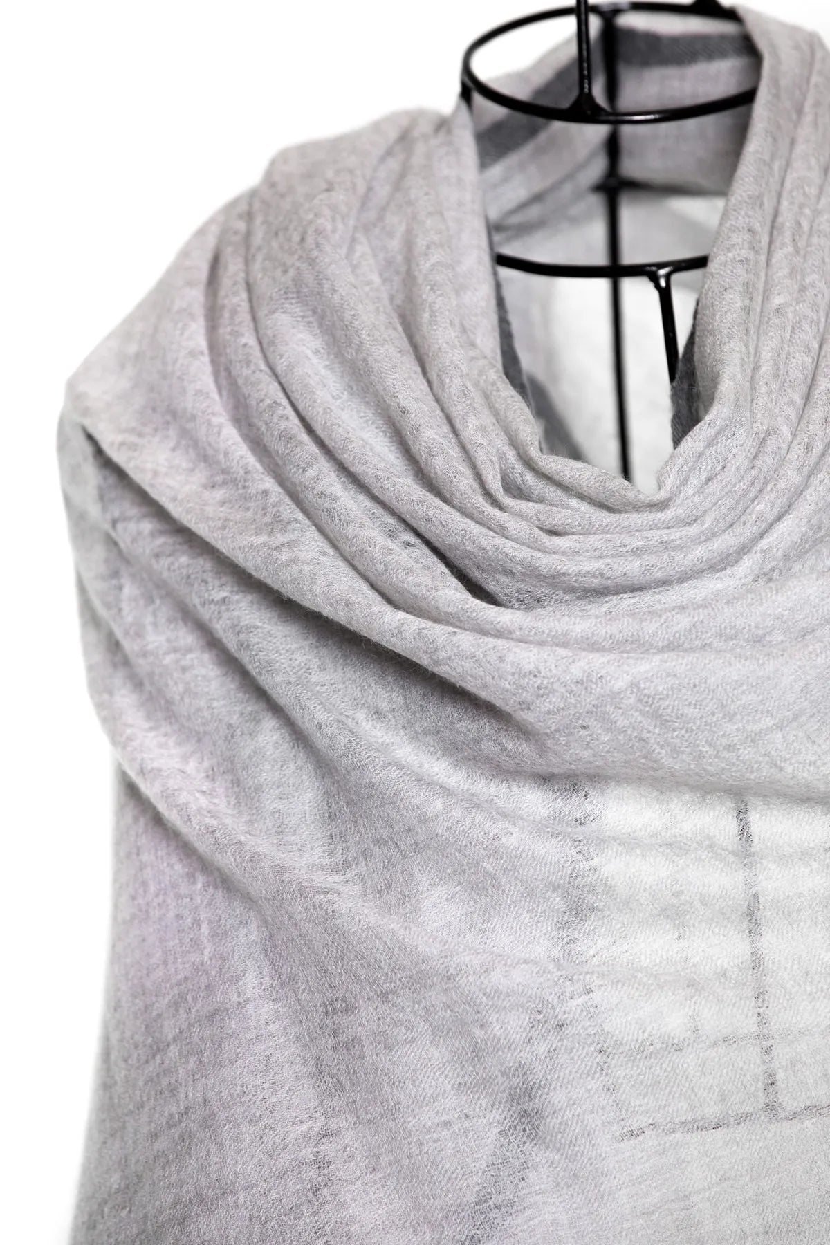 Bordered Sparge Baby Cashmere Shawl - Gray