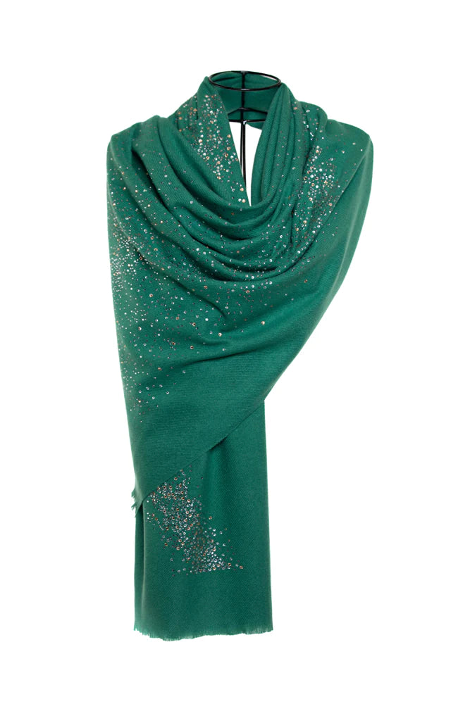 Sky Crystal Modal & Cashmere Shawls with Swarovski - Green