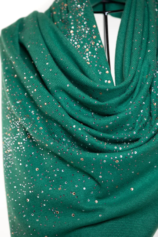 Sky Crystal Modal & Cashmere Shawls with Swarovski - Green