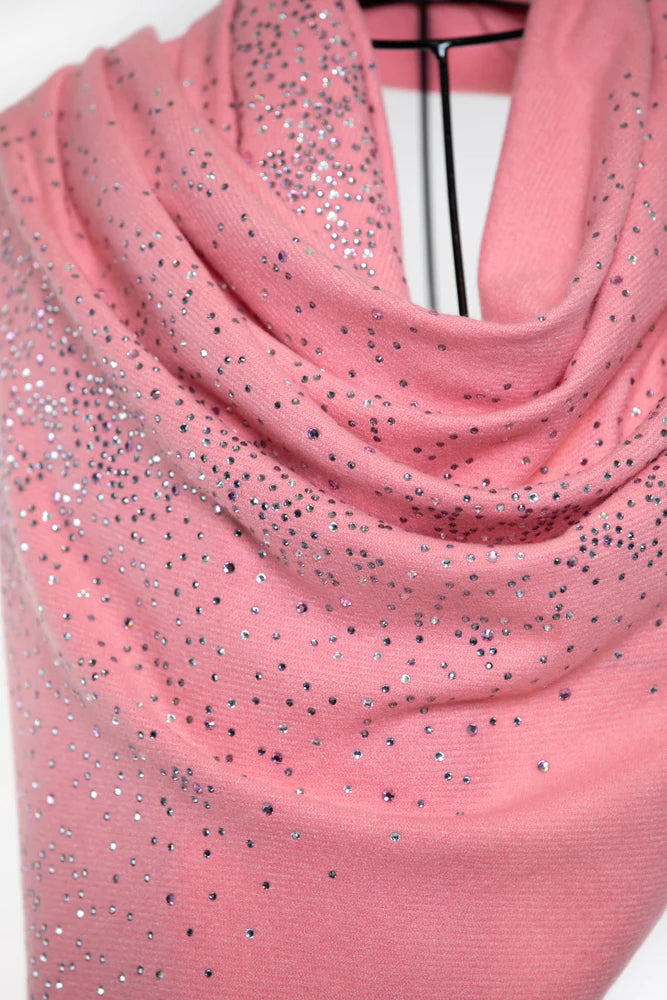 Sky Crystal Modal & Cashmere Shawls with Swarovski - Pink