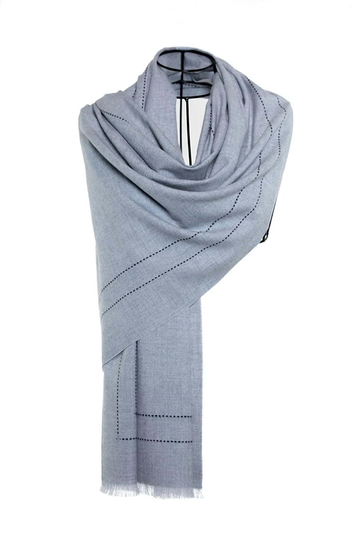 Stitched Line Mo-shmere Modern Shawl - Blue