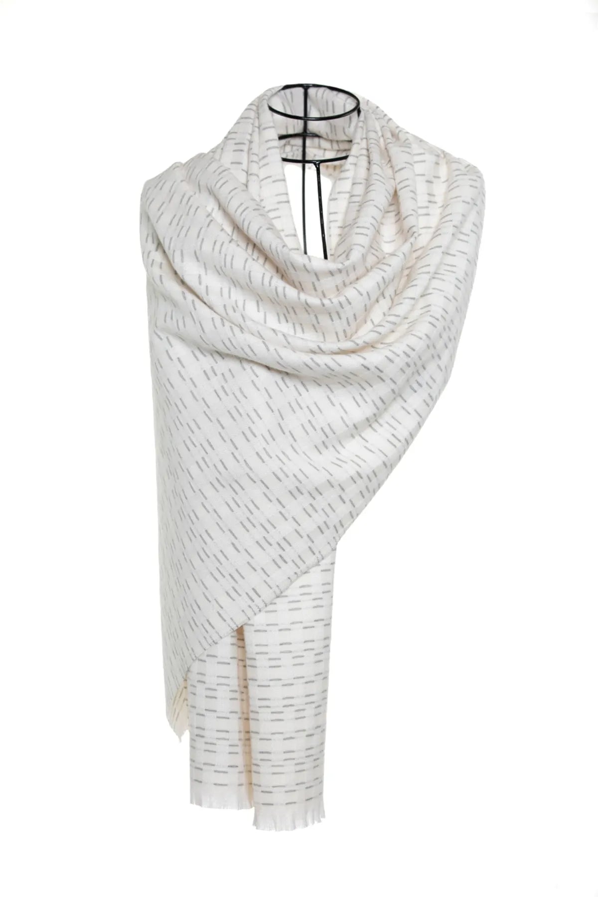 Interline Embroiderd Mo-shmere Shawl - Ivory