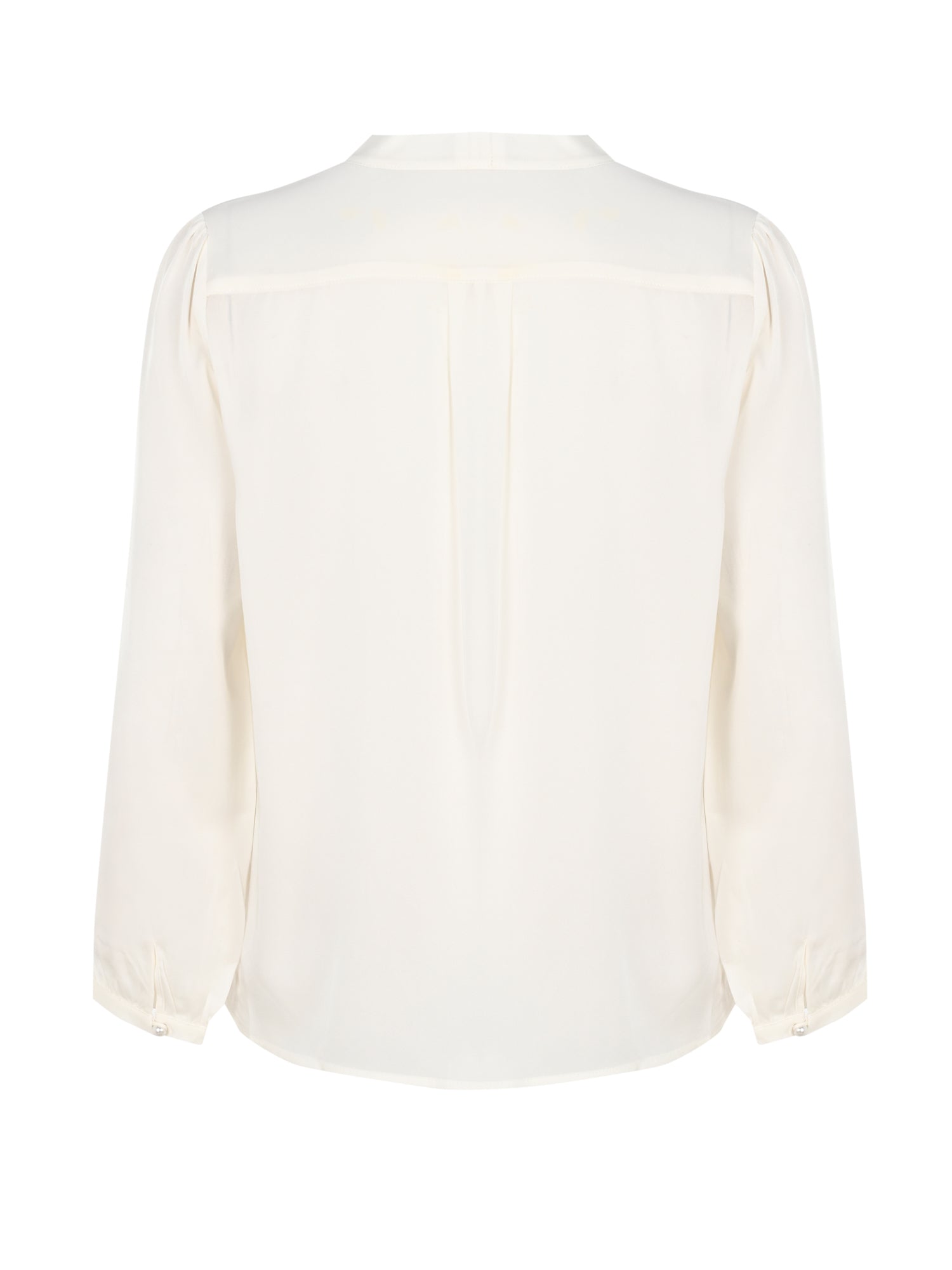 Silk Knot Ruffle Shirt - White