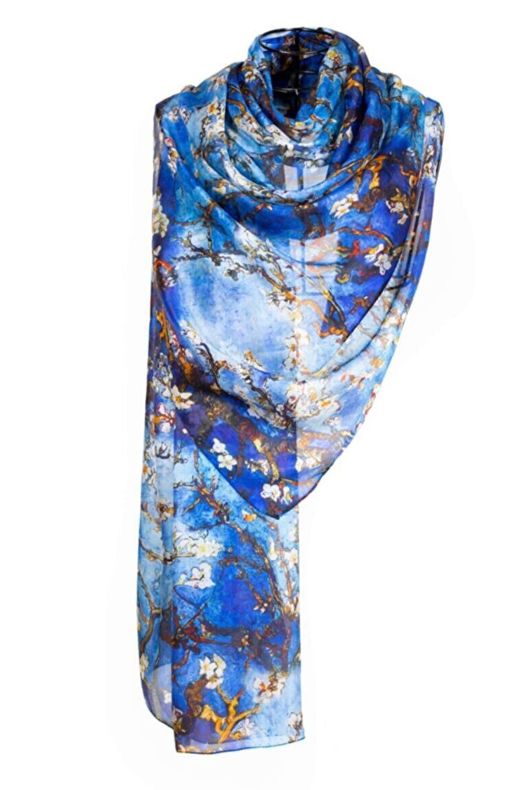 Raw Silk Rectangular Shawl - Blossom Blue