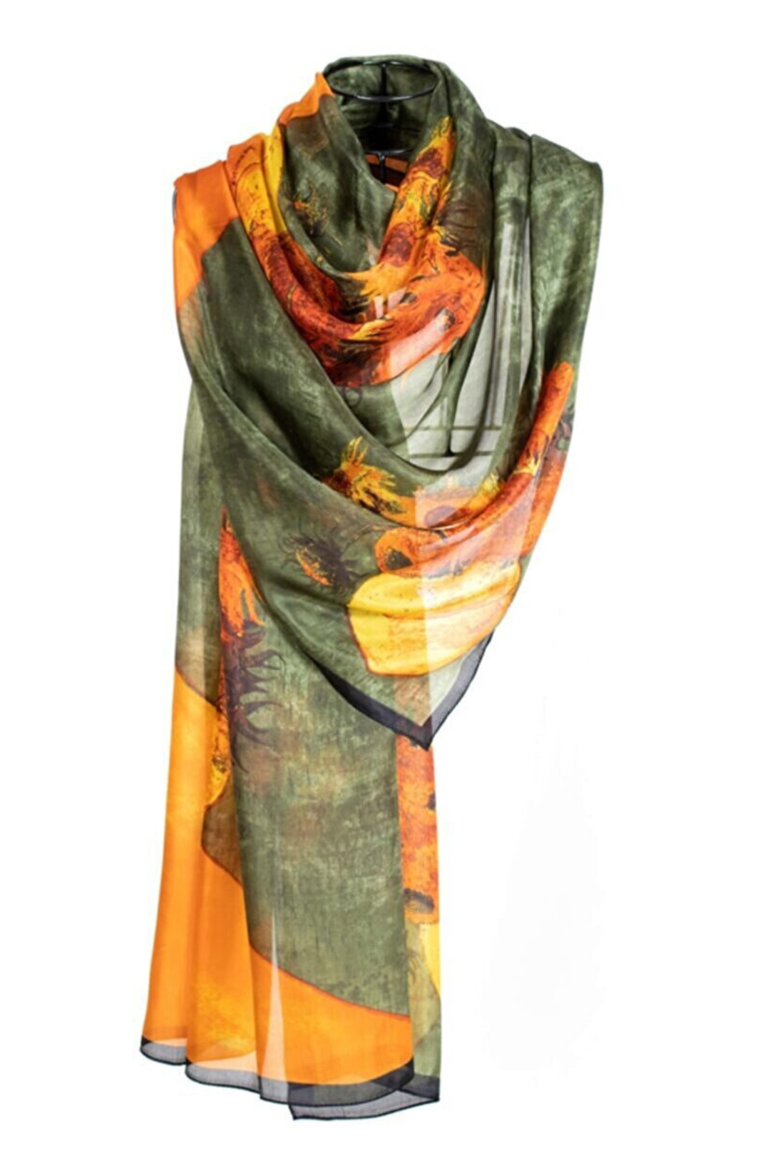 Raw Silk Rectangular Shawl - Sunflower Green