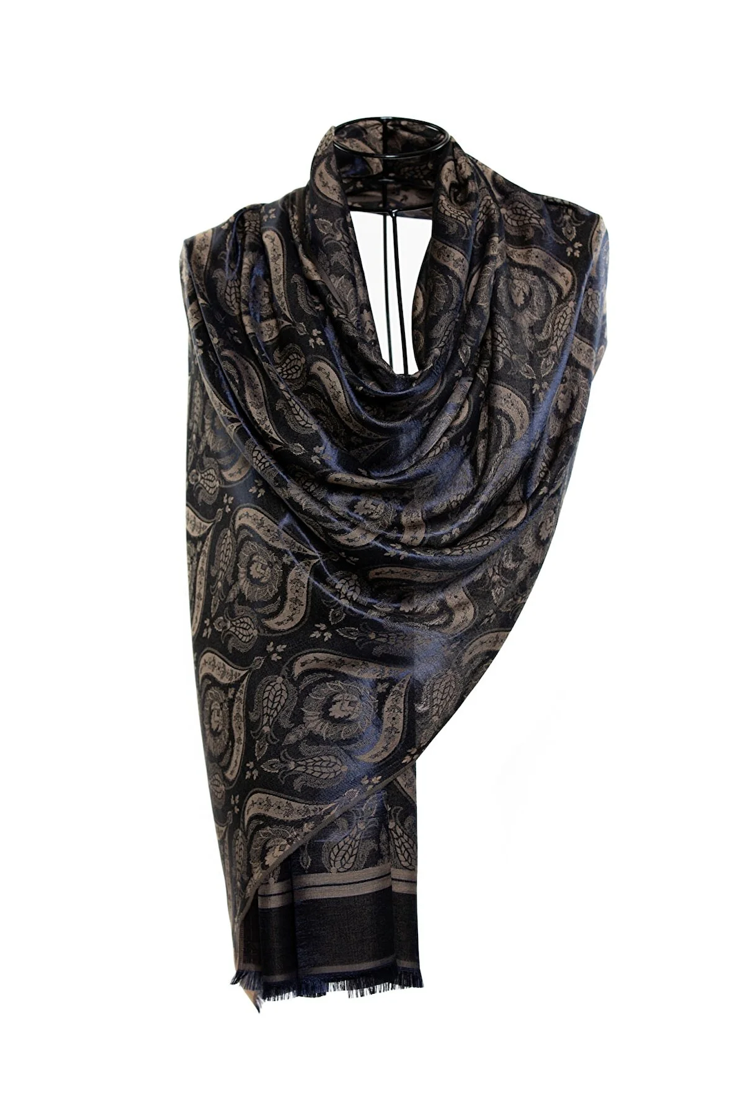 Modal Silk Scarves - Dual Tulip Navy