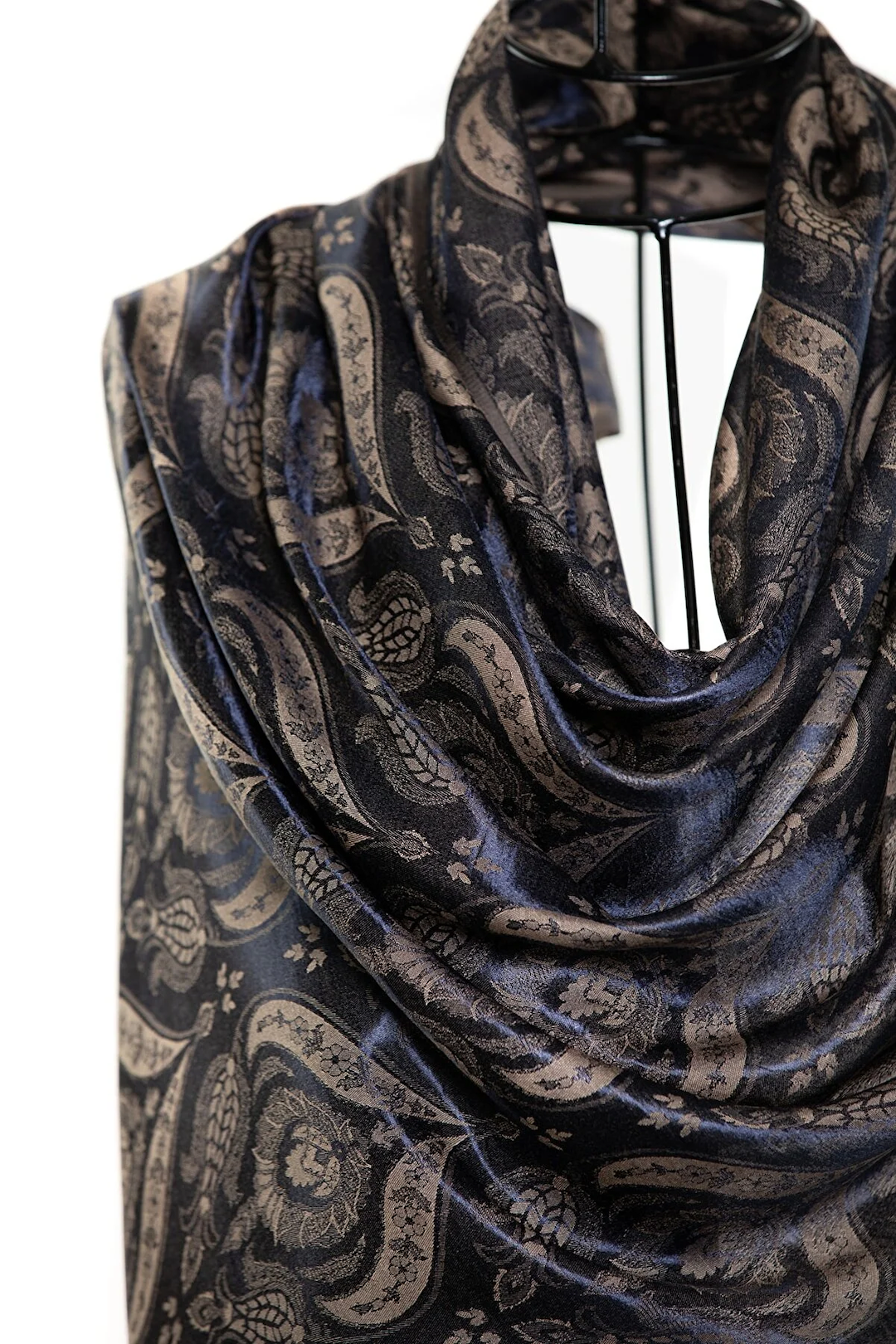 Modal Silk Scarves - Dual Tulip Navy