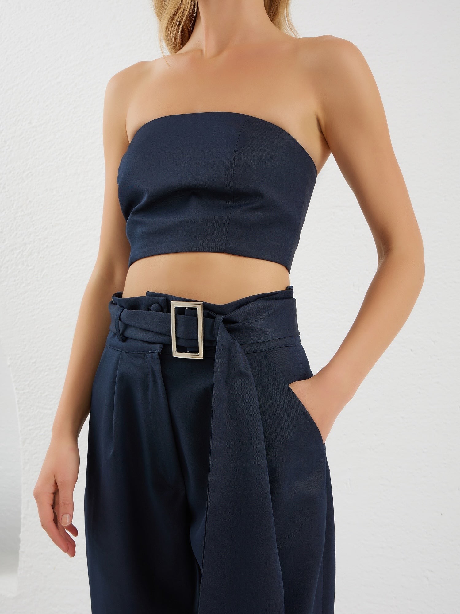 The Corset Crop Top - Navy