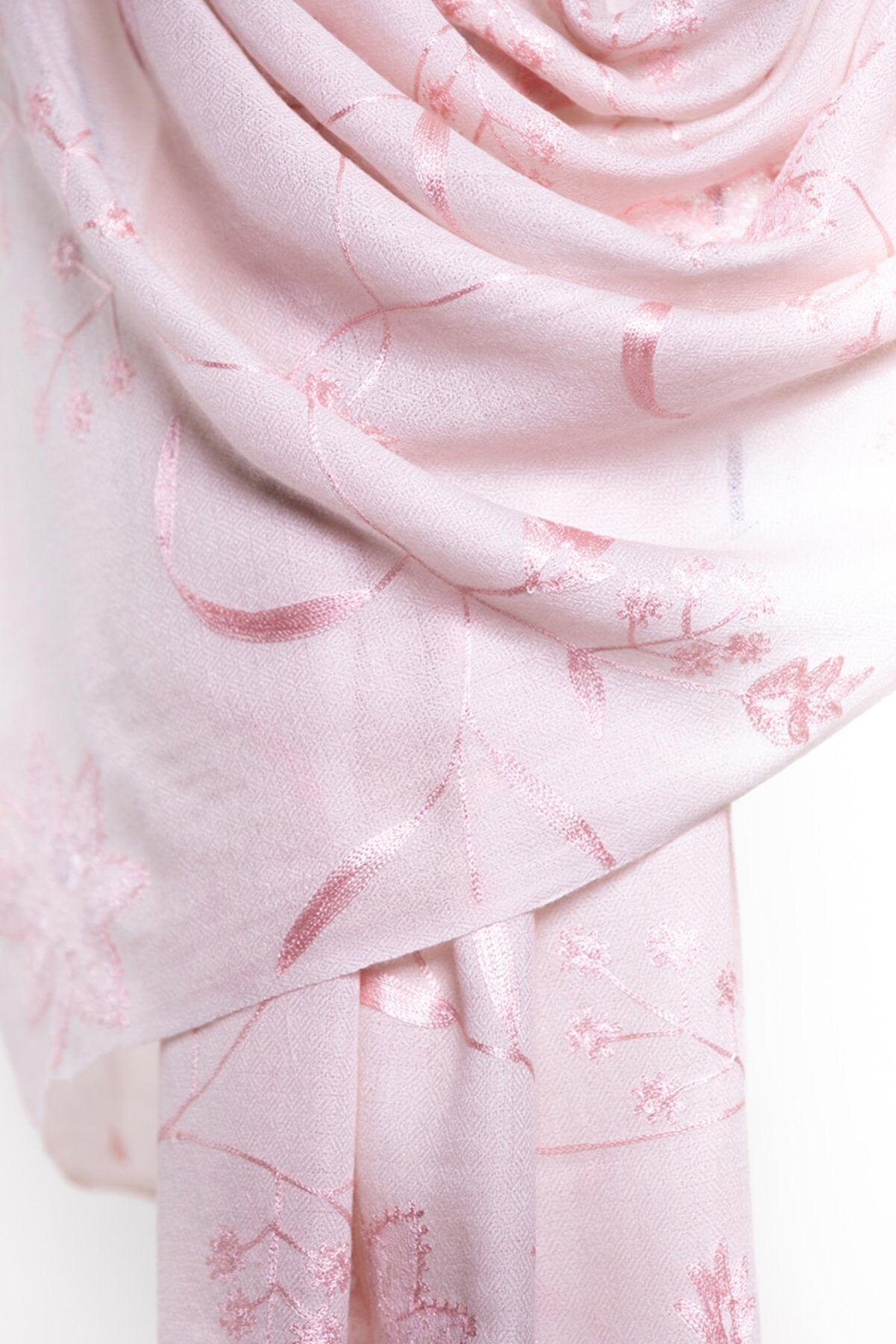 Lace & Embroidery Floral Sheer Shawl - Baby Pink