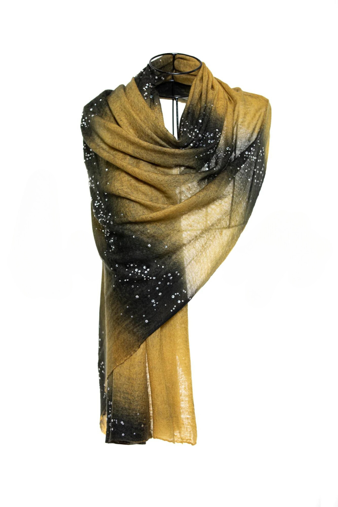 Baby Cashmere Sprayed Crystal Shawl - Mustard