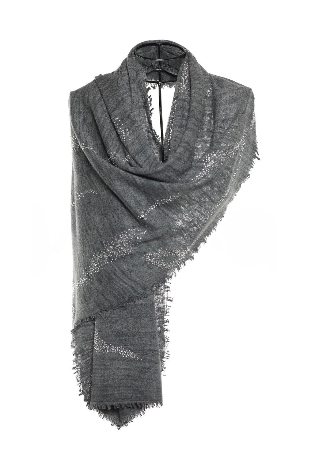 Earth Crystal Cashmere Silk Shawl - Gray