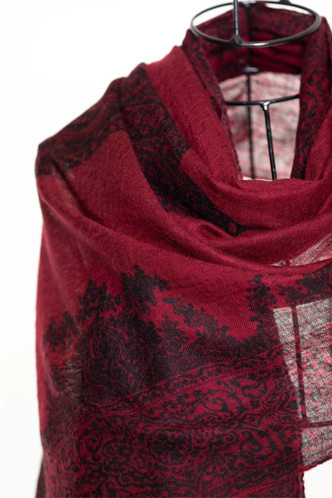 Desert Dwellers Baby Cashmere Shawl - Maroon Black