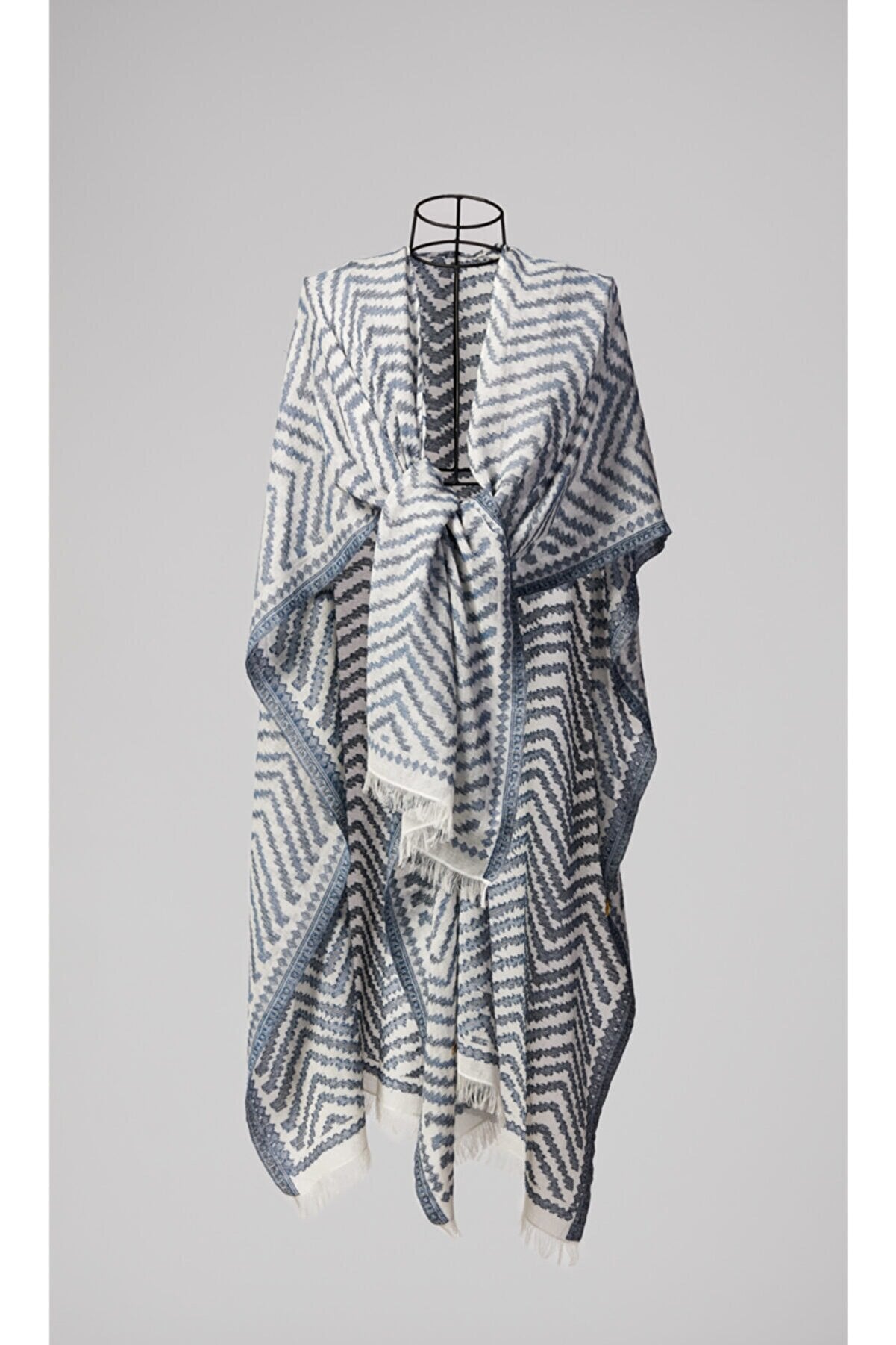 Exclusive Poncho Silk Cashmere Shawl - Blue