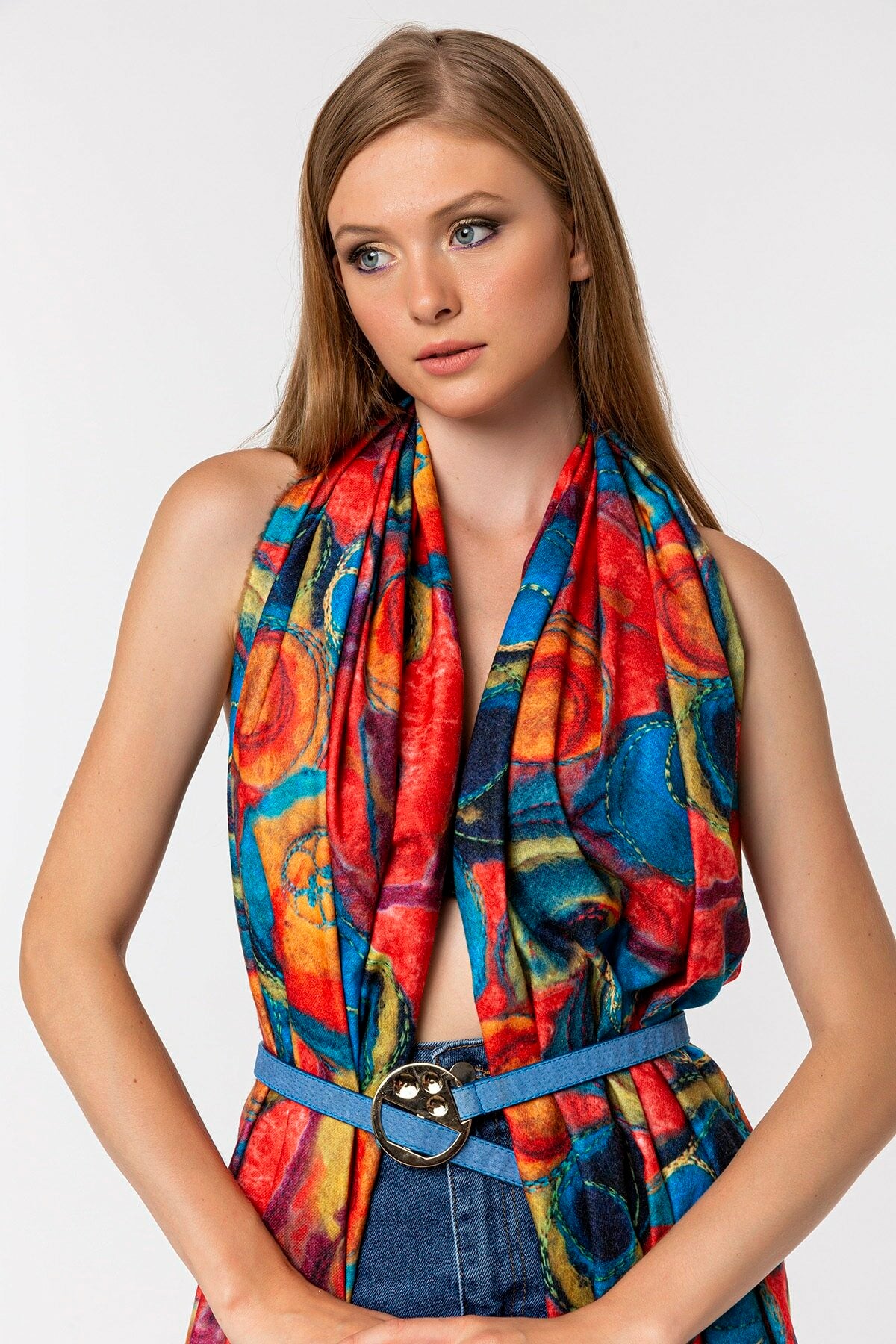 Bubble Color Fun Modal Scarves - Red