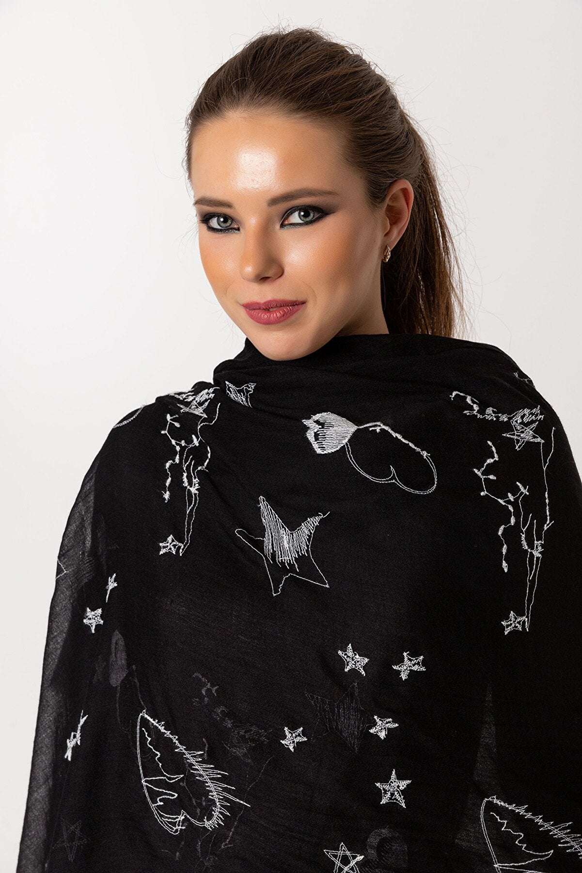 I Heart Cashmere Embroidered Shawl