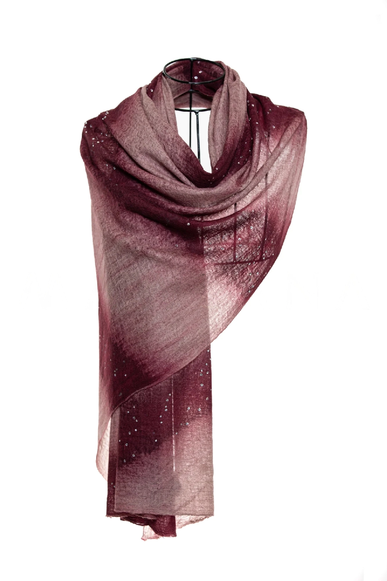 Baby Cashmere Sprayed Crystal Shawl - Burgundy