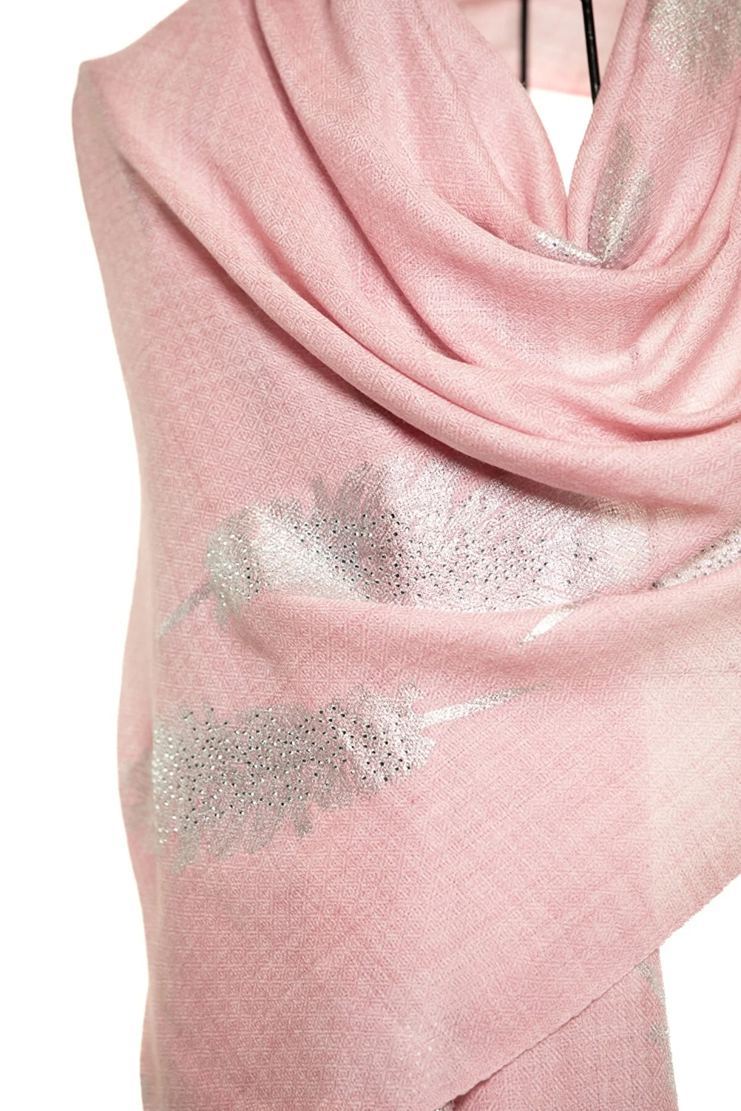 Angel Feathers Crystal Feathers Shawl Stole - Pink Silver