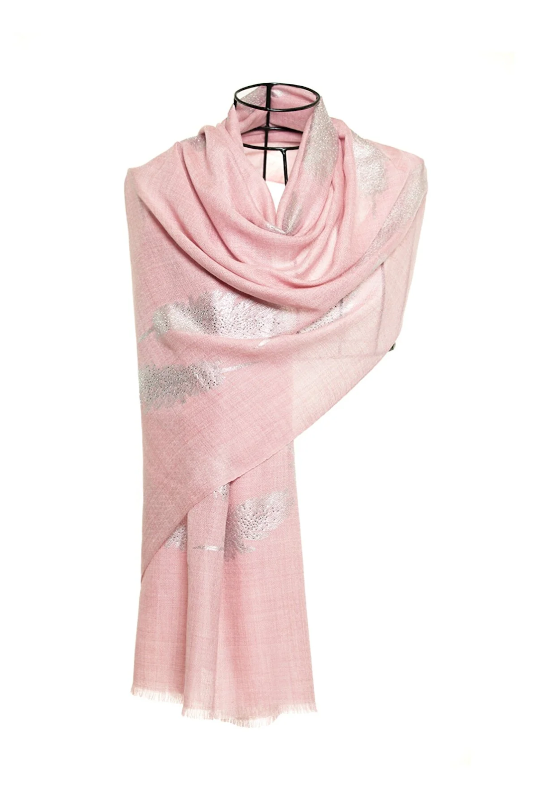 Angel Feathers Crystal Feathers Shawl Stole - Pink Silver