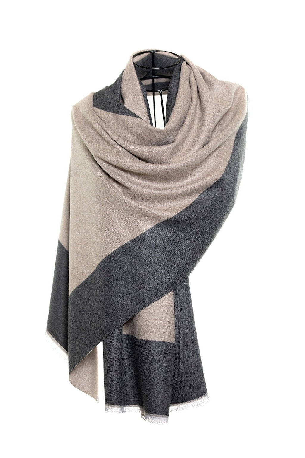 Reversible Mo-shmere Double Rectangle Shawl - Sepia Ash